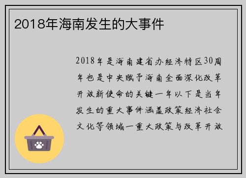 2018年海南发生的大事件